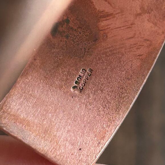 Vintage Wide Three Band Solid Copper Cuff Bracelet - Picture 7 of 9